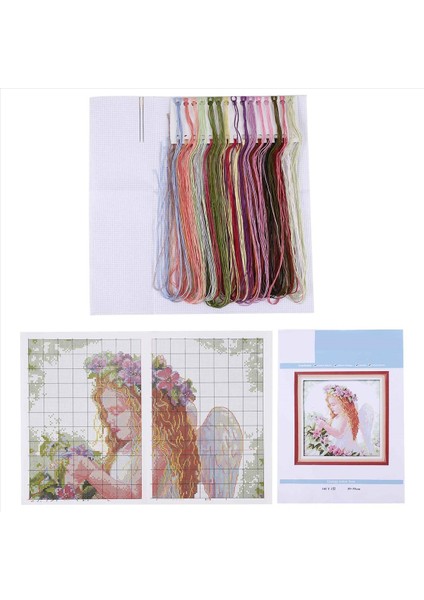 El Sanatları Çiçek Melek Çapraz Dikiş Kiti 14CT 35*35CM (Yurt Dışından) modelleri