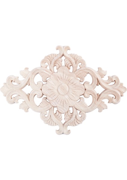 Çok Ahşap Oyulmuş Uzun Onlay Aplike Boyasız Çiçek Duvarları Dolapları Kapı Dekor Tipi 21X15CM (Yurt Dışından)