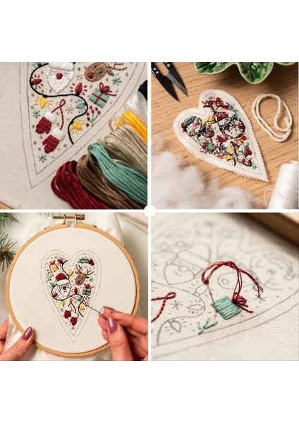 Dıy Kalp Nakışçıları Dekorasyon Nakış Seti El Işlemeli Noel Ağacı Pendantheart Çapraz Dikiş Kiti (Yurt Dışından) indirimleri