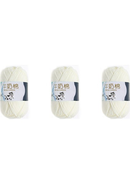3 Grup Süt Pamuk Yün Ipliği El Örtüsü Için Yumuşak (Beyaz) Hat Yaklaşık 2 5 mm (Yurt Dışından)