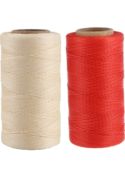 2 Rulo 260M 150D 1mm Deri Dikiş Mumlu Balmumu Iplik El Iğne Kablosu Zanaat Yeni Kırmızı ve Krem Renkli (Yurt Dışından)