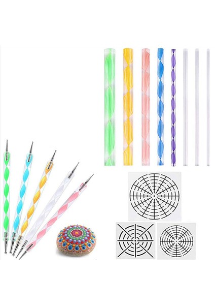 32 Pcs Mandala Kaya Boyama Araçları Mandala Şablonları Kit Ball Stylus Kil Heykel Oyma Araçları (Yurt Dışından) modelleri