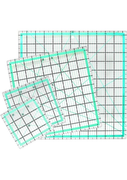 4pcs Square Quilting Cetvel (12 5/9 5/6/4 5inch) Dikiş Akrilik Cetvel Kayma Önleyici Cetvel Diy Kapitone Araçları (Yurt Dışından)