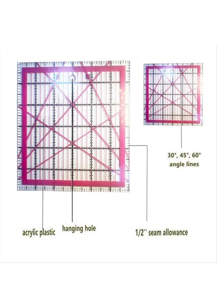 4pcs Kapitone Cetvel Kare Akrilik Kapitone Cetvel Kumaş Kesme Cetveli Açık Mark Akrilik Cetvel ve Ütü Cetveli B (Yurt Dışından) fırsatları