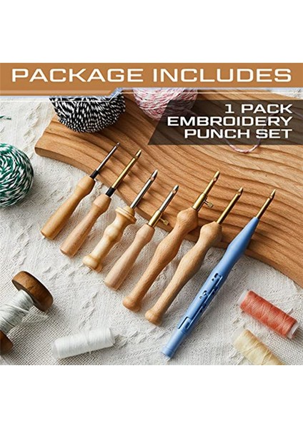 7 Pcs Nakış Punch Iğne Ipliği Dikiş Ahşap Tutamak Yumruk Iğne Nakış Kalemi Halı Kanca (Yurt Dışından) fiyatları