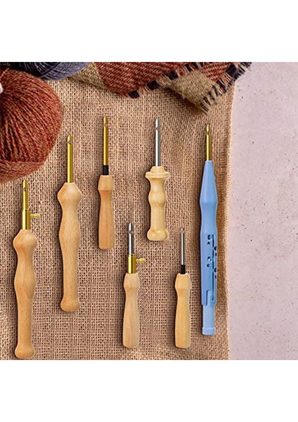 7 Pcs Nakış Punch Iğne Ipliği Dikiş Ahşap Tutamak Yumruk Iğne Nakış Kalemi Halı Kanca (Yurt Dışından) indirimleri