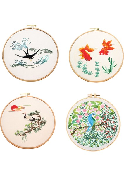 4 Set Dıy Nakış Kiti Yeni Başlayanlar Için Yetişkinler El Nakış Kiti Kuş Çember Renk Dişleri Araçlar Içerir (Yurt Dışından)