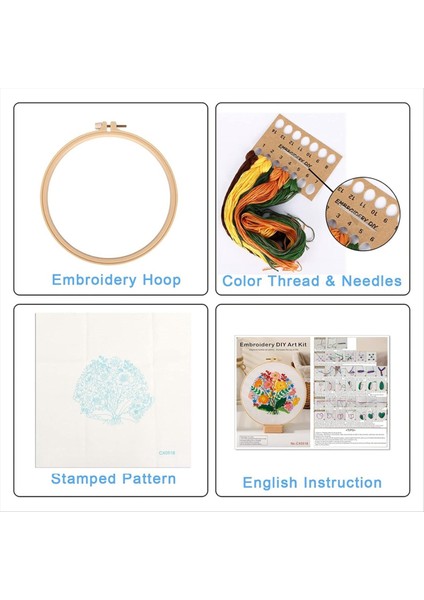 4 Set Dıy Nakış Kiti Yeni Başlayanlar Için Yetişkinler El Nakış Kiti Çiçek Çember Renk Dişleri Araçlar Içerir (Yurt Dışından) modelleri