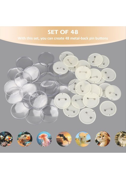 48 Paket 2 Inç Temizlik Düğmesi Pimleri Akrilik Düğme Pin Kendi Düğmelerinizi Yapma Rozeti Maker Dıy Christmascrafts Malzemeleri (Yurt Dışından) modelleri