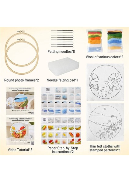 2 Iğne Keçe Kitleri Iğne Keçe Starter Kiti Yün Keçe Malzemeleri Talimatlar Iğne Keçe Pedleri Keçe Iğneleri W350+W406 (Yurt Dışından) modelleri