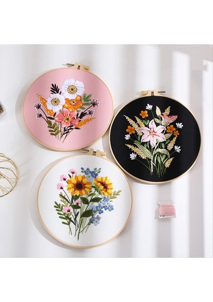 Yeni Başlayanlar Için 5 Set Nakış Kiti Damgalı Çiçek Deseni Çember Renk Iplikleri Aletler Içerir (Yurt Dışından) fırsatları