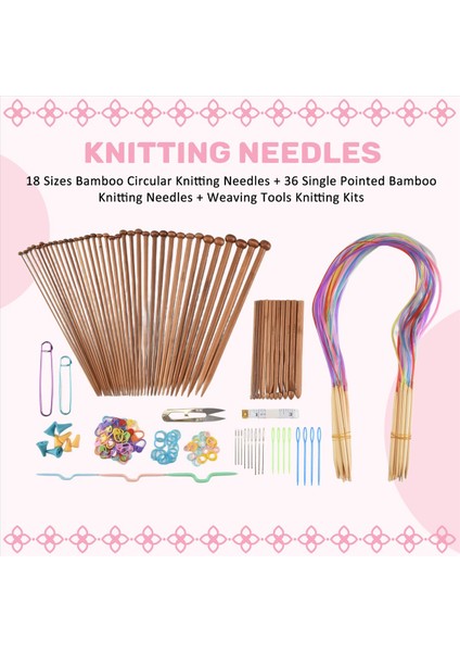 Örgü Iğneleri Set-18 Çiftler 18 Boyutlar Bambu Dairesel Örgü Iğneleri + 36 Tek Noktalı Bambu Örgü Iğneleri + Dokuma Aletleri Örgü Kitleri (Yurt Dışından) indirimleri