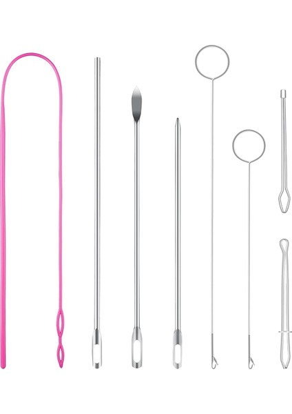 Drawstring Threader Aracı Seti Paslanmaz Çelik Dikiş Döngüsü Turner Kancalar Mandal Esnek Çizme Threader (Yurt Dışından)