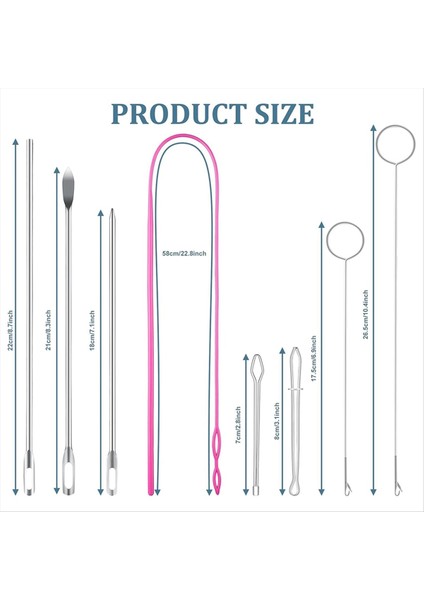 Drawstring Threader Aracı Seti Paslanmaz Çelik Dikiş Döngüsü Turner Kancalar Mandal Esnek Çizme Threader (Yurt Dışından) fırsatları