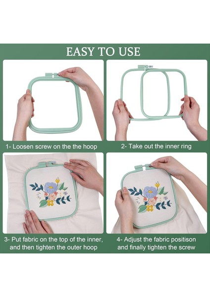 Dıy El Sanatları Için Kare Nakış Çemberleri 5 Farklı Boyutta Çapraz Dikiş Çemberleri Renkli Plastik Nakış Çemberleri (Yurt Dışından) fiyatları