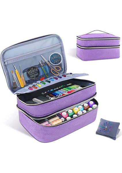 Dikiş Malzemeleri Organizatör Çantası Çift Katmanlı Dikiş Kutusu Organizatör Aksesuarları Depolama Çantası A (Yurt Dışından) modelleri