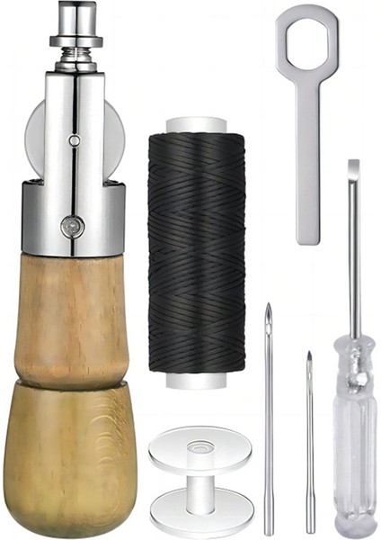 Deri Zanaat Otomatik Kapitone Dikiş Aracı 2 Yedek Iğne ve Ahşap Işleme Için Ahşap Saplı (Yurt Dışından)