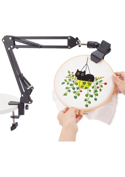 Siyah Nakış Masası Standı Kit El Nakış Çember Tutucu 360 Döndürülmüş Nakış Tutucusu Nakış Çemberleri Için Standı (Yurt Dışından)