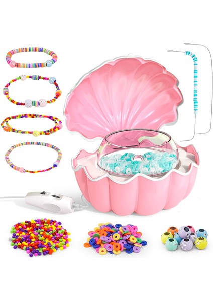 Boncuk Stringing Machine Spinner Iğne ve Iplik Bilezikleri ile Kız Clay Electric Için Yapmak Pembe (Yurt Dışından)