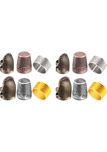 12 Adet Dikiş Yükseği Parmak Koruyucusu Ayarlanabilir Metal Parmak Kalkan Koruyucusu Dikiş Nakış Iğnesi (Yurt Dışından)