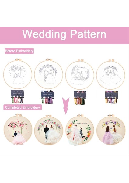 Yetişkinler Için 4 Pack Nakış Kitleri Yeni Başlayanlar Için Dıy Nakış Kitleri El Nakış Kiti Desenli (Düğün) (Yurt Dışından) fırsatları