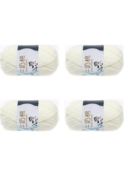4 Grup Süt Pamuk Yün Ipliği El Örtüsü Için Yumuşak (Beyaz) Çizgi Yaklaşık 2 5 mm (Yurt Dışından)