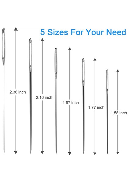 60PCS Büyük Göz Dikiş Keskin Kalın Iğneler 5 Boyutta Paslanmaz Çelik Dikiş Iğneleri Nakış ve El Dikişi Için (Yurt Dışından) modelleri