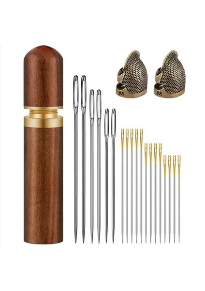 Dikiş Iğneleri ve Nakış Iğneleri Depolamak Için 2x Ahşap Iğneler Dikişli Parmak Koruyucusu ile Iğne Kiti (Yurt Dışından) fiyatları