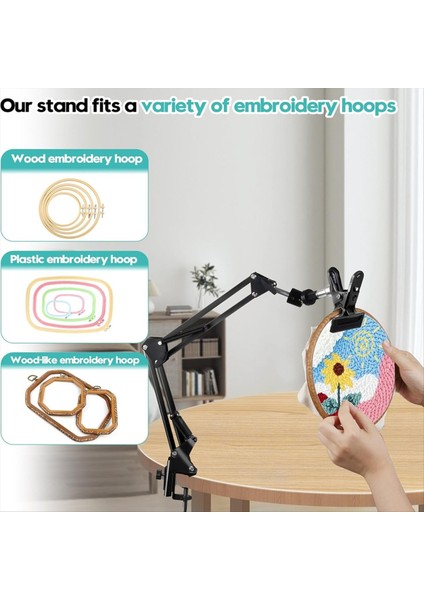 Nakış Kaydırma Çerçevesi Standı Ayarlanabilir Döndürülmüş Çember Tutucu Katlanır Metal El Işi Iğne Işi Çerçevesi ve Telefon Tutucusu Için (Yurt Dışından) indirimleri