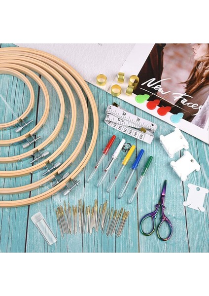 Nakış Çember Kiti Şunları Içerir Nakış Çemberi Nakış Iğnesi Vintage Makas Iğne Iplik Yüksük Diş Ipi Makarası (Yurt Dışından) modelleri