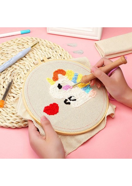 Yumruk Iğne Nakış Seti Ayarlanabilir Halı Ipliği Yumruk Punch Iğne Nakış Ipi Çapraz Dikiş Yeni Başlayanlar (Yurt Dışından) fiyatları