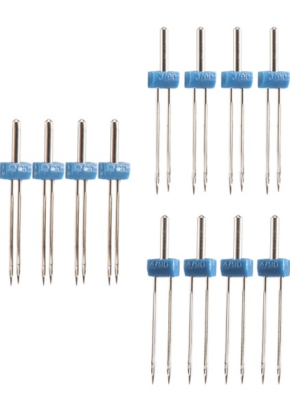 12 Adet Ikiz Iğneler Ev Dikiş Makinesi Için Plastik Kutu ile Çift Ikiz Iğneler 3 Boyut Karışık 2 0/ 90 3 0/ 90 4 0/ 90 (Yurt Dışından)