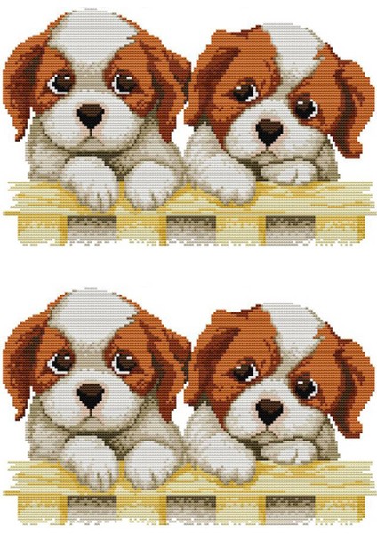 2x Dıy El Örme Baskı Çapraz Dikiş Seti Nakış Seti 11CT Iki Köpek Deseni Çapraz Dikiş 46 x 32CM (Yurt Dışından)