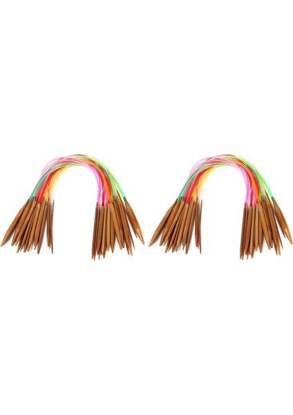 36 Çift 16 Inç Çok Renkli Karbonize Bambu Dairesel Tüp Örgü Iğneleri 40CM (Yurt Dışından)