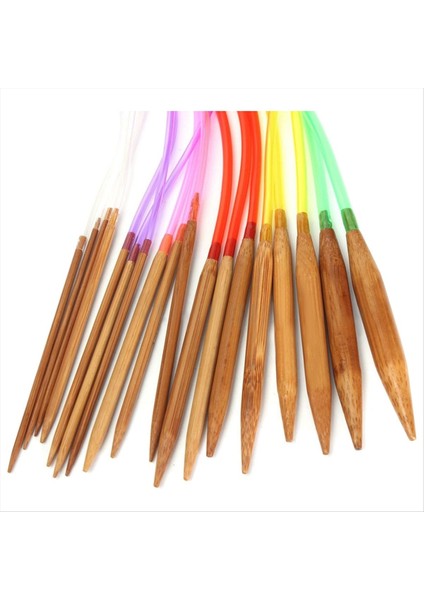 36 Çift 16 Inç Çok Renkli Karbonize Bambu Dairesel Tüp Örgü Iğneleri 40CM (Yurt Dışından) fiyatları