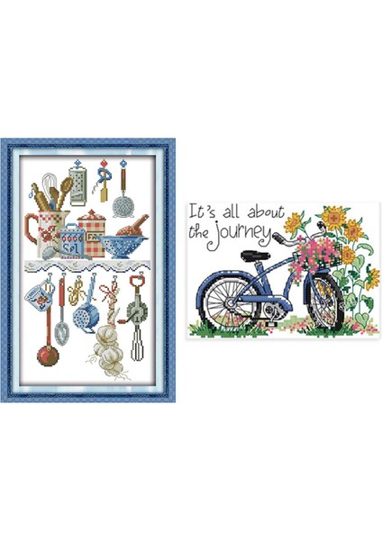 Nakış Seti 11CT Küçük Şeref Bisiklet Ayçiçeği Deseni Çapraz Dikiş 26X21CM &amp Mutfak Serbest Batı 29 x 48CM (Yurt Dışından)