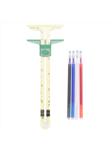 4 Renk Kumaş Termal Silme Kalemini Kullanarak T Şeklinde Sürgülü Gösterge Dikiş Ölçümü 1 Dikiş Cetveli Aletinde 5 (Yurt Dışından) fiyatları