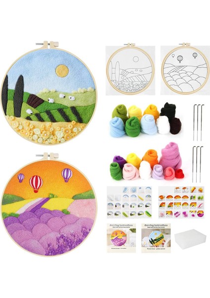 2 Iğne Keçe Kitleri Iğne Keçeli Başlangıç Kiti Yün Keçe Malzemeleri Talimatlar Iğne Keçe Pedleri Keçe Iğneleri W351+W407 (Yurt Dışından)