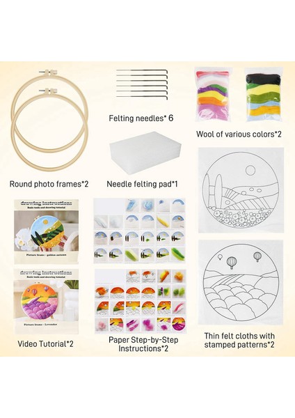 2 Iğne Keçe Kitleri Iğne Keçeli Başlangıç Kiti Yün Keçe Malzemeleri Talimatlar Iğne Keçe Pedleri Keçe Iğneleri W351+W407 (Yurt Dışından) fırsatları