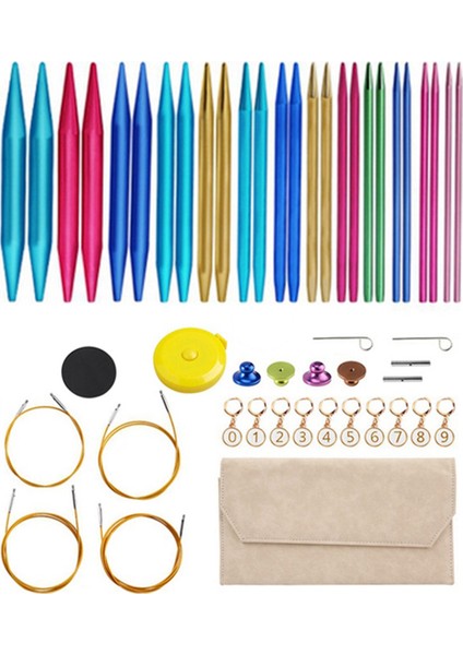 Alüminyum Değiştirilebilir Dikiş Tığ Işi Iğneler Dairesel Örgü Iğneleri Set Dokuma Iplik Örgü Aletleri Örgü Kiti B (Yurt Dışından)