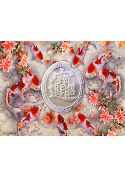 5d Elmas Boyama Sazan Koi Balık Çiçek Elmas Nakış Tam Matkap Tur Çapraz Dikiş Kiti Elmas Dekor (Yurt Dışından)