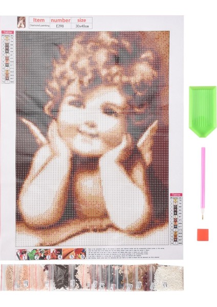 Yuvarlak Tam Elmas Melek Kız Elmas Boyama Duvar Dekorasyonu (Yurt Dışından)