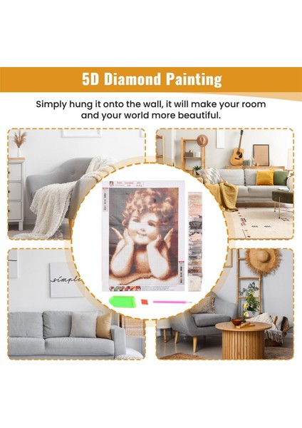 Yuvarlak Tam Elmas Melek Kız Elmas Boyama Duvar Dekorasyonu (Yurt Dışından) indirimleri