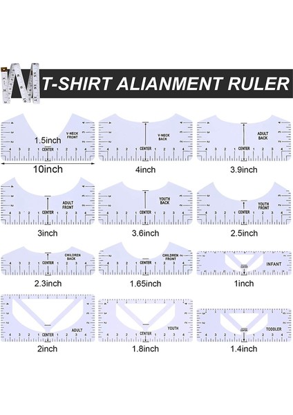 13 Adet T-Shirt Cetvel Kılavuzu Seti T-Shirt Cetvel Aracı Heat Press Tişört Merkezi Tasarımı Için Dıy Baskı Yöneticileri (Yurt Dışından) fırsatları