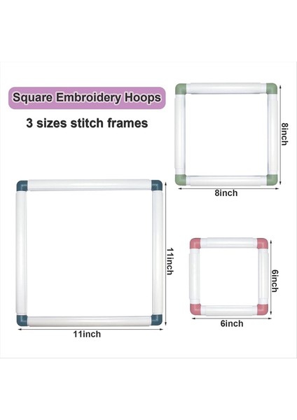 3 Paket Kare Nakış Çemberleri Çapraz Dikiş Çemberleri Yumruk Iğne Çemberleri Nakış Kapitone Çerçevesi Gösterildiği Gibi (Yurt Dışından) modelleri