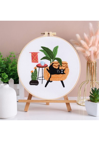 5 Set Yeni Başlayanlar Için Nakış Kiti Yetişkinler El Nakış Kiti Boş Zaman Kedisi Çember Renk Iplikleri Aletler Içerir (Yurt Dışından)