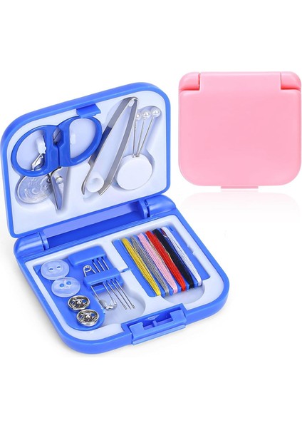 2 Paket Mini Seyahat Dikiş Kiti Taşınabilir Dikiş Kiti Kutusu Dıy Dikiş Malzemeleri Plastik Dikiş Alet Kitleri (Mavi ve Pembe) (Yurt Dışından)