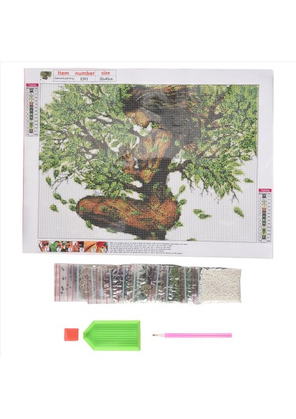 Dıy Boyama Ana Ağaç Pasusu Elmas Nakış Yuvarlak Reçine Elmas Çapraz Dikiş Ev Duvar Dekor 30X40CM (Yurt Dışından) modelleri