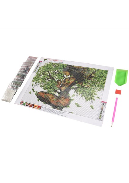 Dıy Boyama Ana Ağaç Pasusu Elmas Nakış Yuvarlak Reçine Elmas Çapraz Dikiş Ev Duvar Dekor 30X40CM (Yurt Dışından) fırsatları