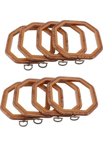 8pcs Sekizgen Nakış Çemberleri Taklit Edilmiş Ahşap Çapraz Dikiş Hoop Set Ekran Çerçevesi Sanat El Sanatları Handy Dikiş ve Asma (Yurt Dışından)